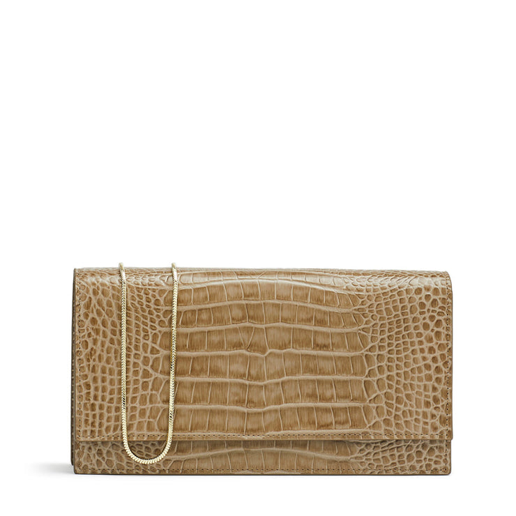 Mary beige croc-effect clutch