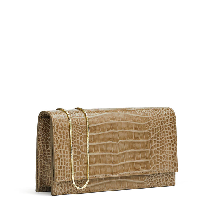 Mary beige croc-effect clutch