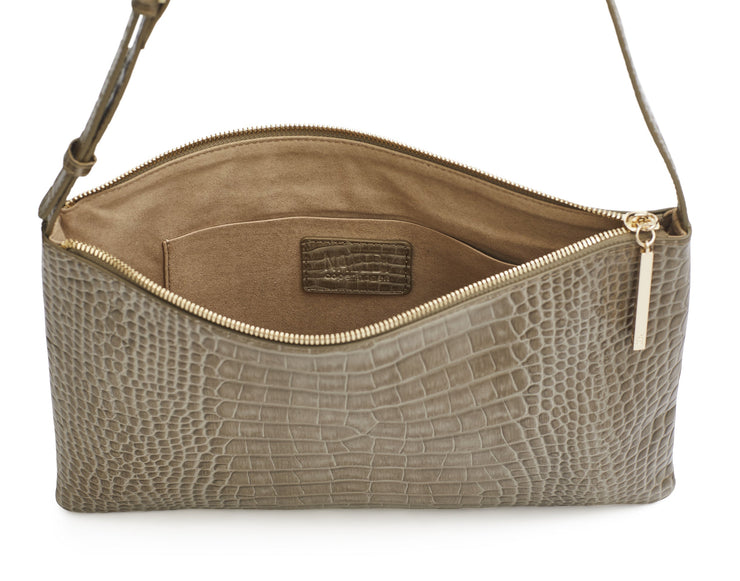 Celeste beige croc-effect shoulder bag