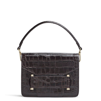 Jolie brown croc-effect shoulder bag - Anniversary Edition