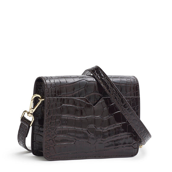 Jolie brown croc-effect shoulder bag - Anniversary Edition