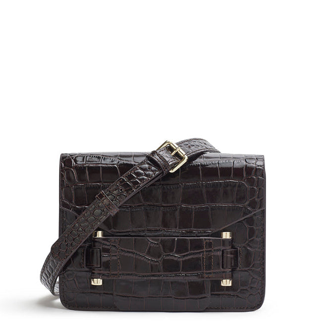 Jolie brown croc-effect shoulder bag - Anniversary Edition