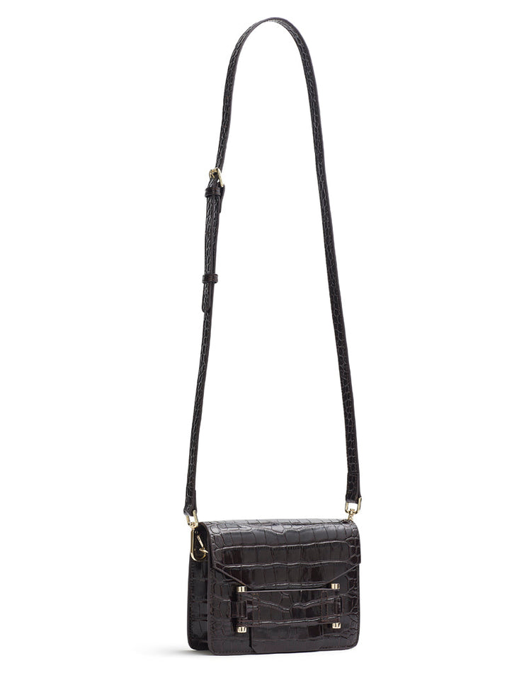 Jolie brown croc-effect shoulder bag - Anniversary Edition