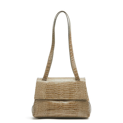 Alex Midi beige croc-effect shoulder bag