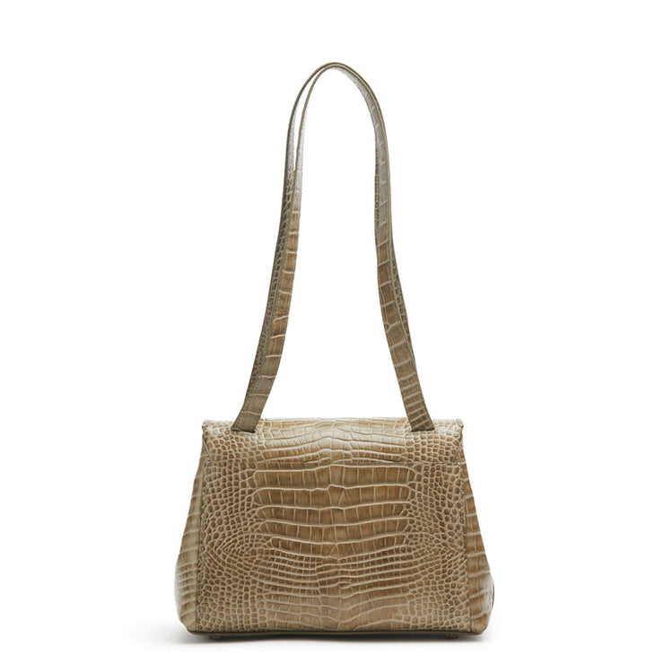 Alex Midi beige croc-effect shoulder bag