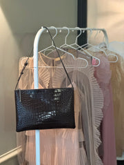 Celeste brown croc-effect shoulder bag