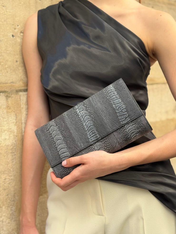 Allana ostrich clutch
