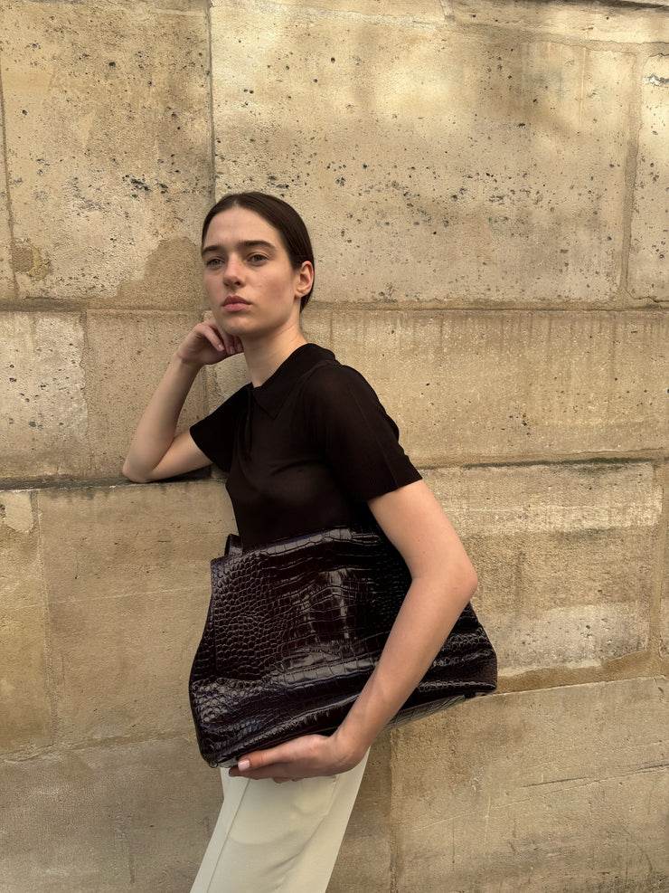 Alex Grande brown croc-effect shoulder bag