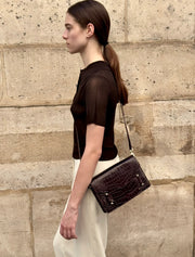 Jolie Grande brown croc-effect shoulder bag - The Anniversary Edition