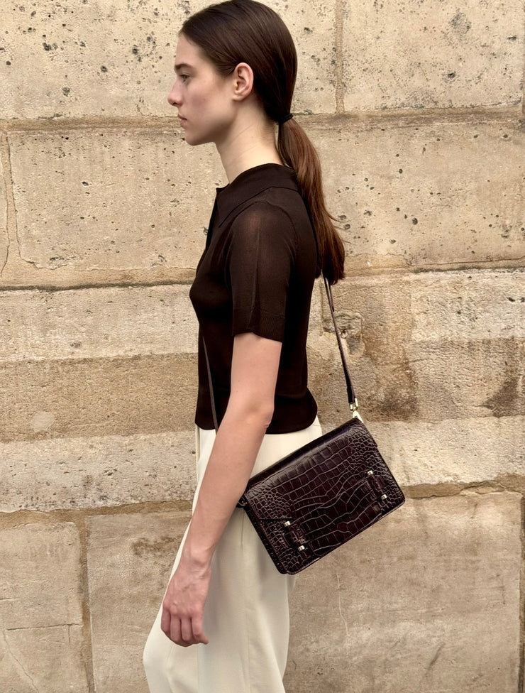 Jolie Grande brown croc-effect shoulder bag - The Anniversary Edition