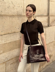 Alex Grande brown croc-effect shoulder bag