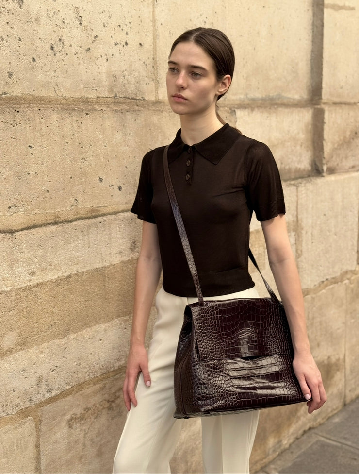 Alex Grande brown croc-effect shoulder bag