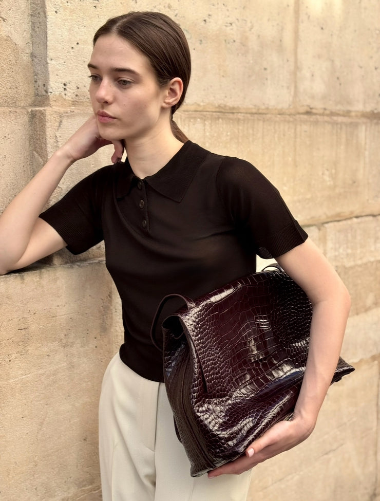 Alex Grande brown croc-effect shoulder bag