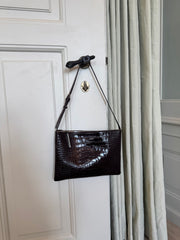 Celeste brown croc-effect shoulder bag