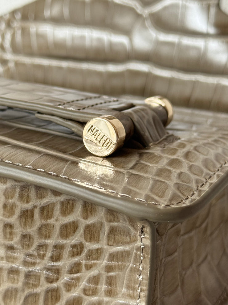 Jolie beige croc-effect shoulder bag - Anniversary Edition