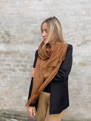 Rene Grande Dusty Brown wool and silk scarf