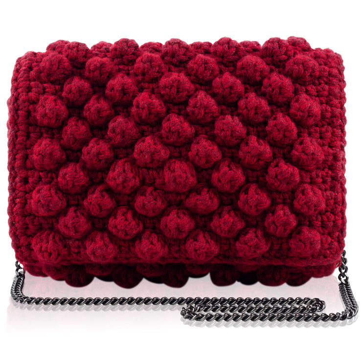 Bubble bag red HANDKNITTED