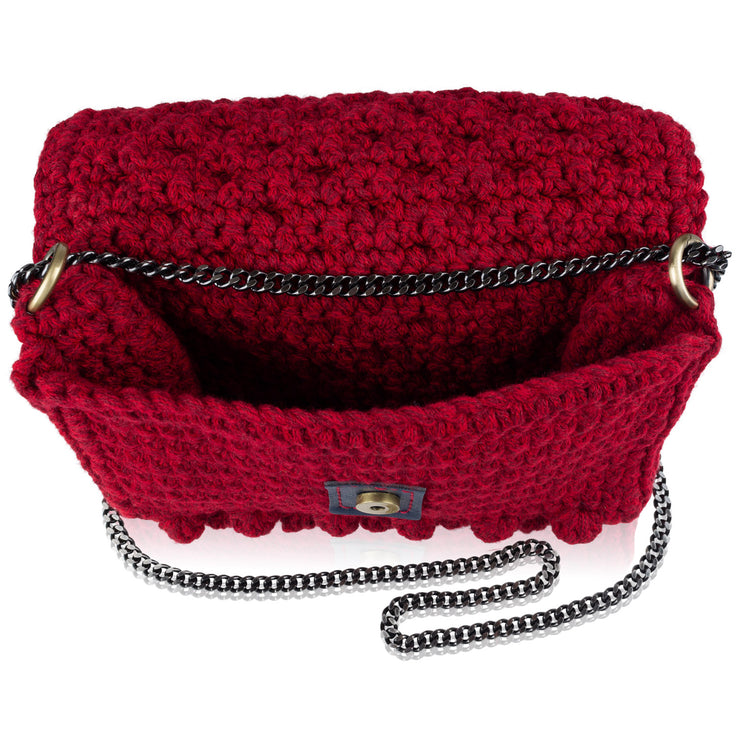 Bubble bag red HANDKNITTED