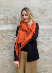 Rene Grande Burnt Orange wool and silk scarf