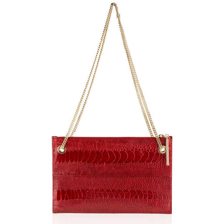 Leseli ostrich clutch with chain