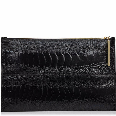 Leseli Black ostrich clutch