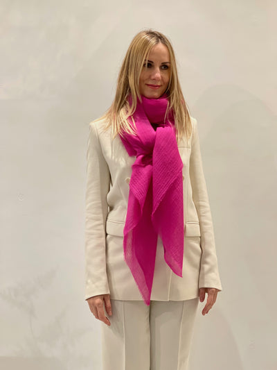 Rene Grande 44 Pink Hydrangea wool and silk scarf