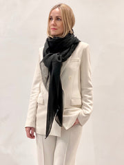 Rene Grande 10 Black wool and silk scarf