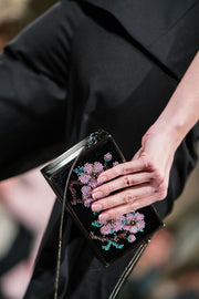 Bloom bead embroidered velvet minibag