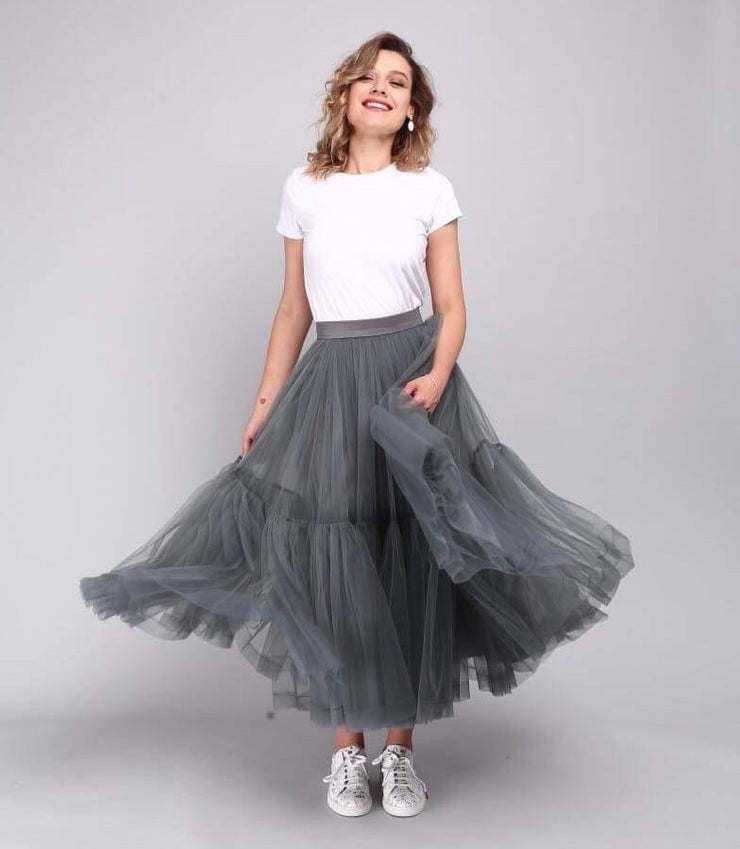 Magia tulle midi skirt