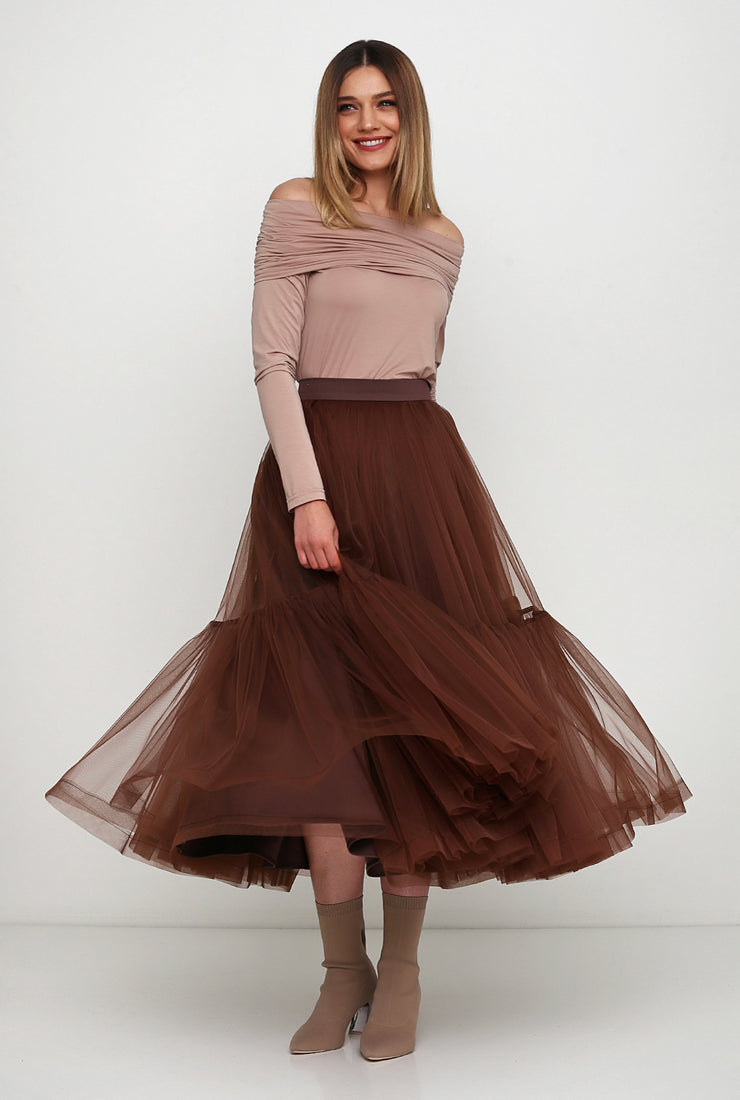 Magia tulle midi skirt