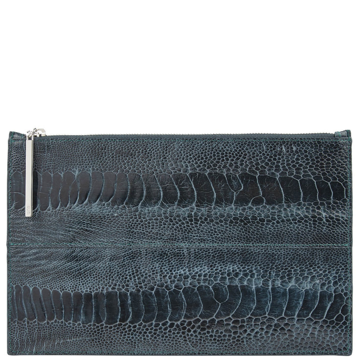 Leseli dark green ostrich clutch