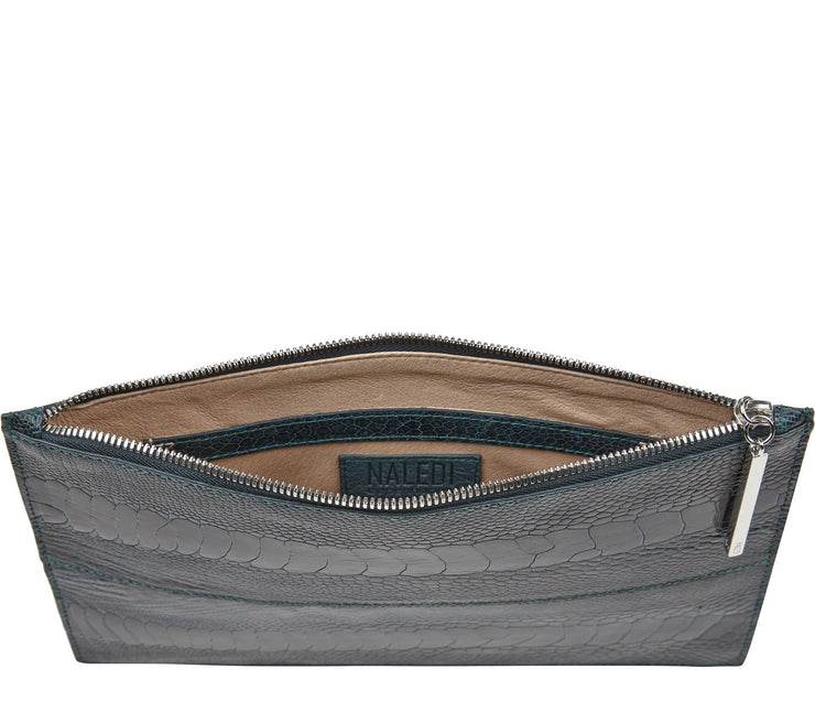 Leseli dark green ostrich clutch
